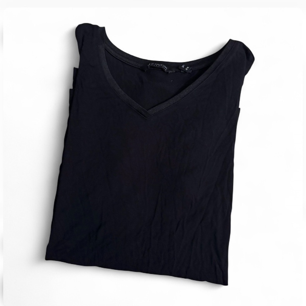H by Halston Modal Cotton Women's Black V-Neck Top S